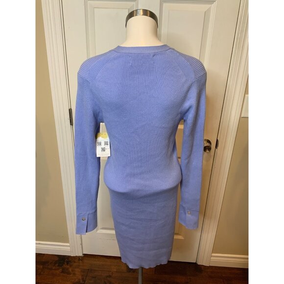 Samsoe Samsoe Blue Rib Knit Henley Long Sleeve Everly Dress, Size XL - Picture 4 of 7